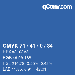 Color code: CMYK 71 / 41 / 0 / 34 | qconv.com