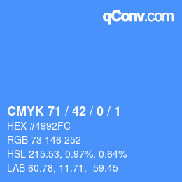 カラーコード: CMYK 71 / 42 / 0 / 1 | qconv.com