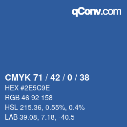 カラーコード: CMYK 71 / 42 / 0 / 38 | qconv.com