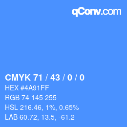颜色代码: CMYK 71 / 43 / 0 / 0 | qconv.com