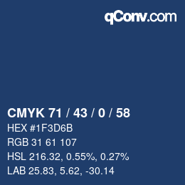 Color code: CMYK 71 / 43 / 0 / 58 | qconv.com