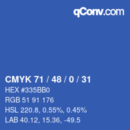 Color code: CMYK 71 / 48 / 0 / 31 | qconv.com