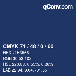 颜色代码: CMYK 71 / 48 / 0 / 60 | qconv.com