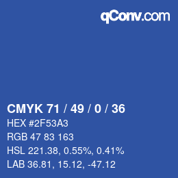 Color code: CMYK 71 / 49 / 0 / 36 | qconv.com
