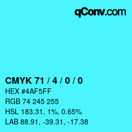 Color code: CMYK 71 / 4 / 0 / 0 | qconv.com