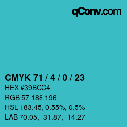 Color code: CMYK 71 / 4 / 0 / 23 | qconv.com