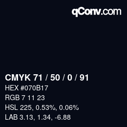 颜色代码: CMYK 71 / 50 / 0 / 91 | qconv.com