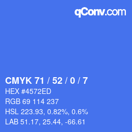 Color code: CMYK 71 / 52 / 0 / 7 | qconv.com