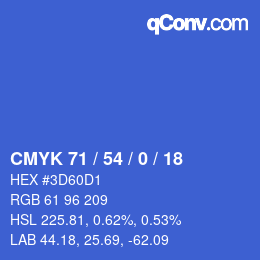 Color code: CMYK 71 / 54 / 0 / 18 | qconv.com