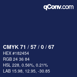 Color code: CMYK 71 / 57 / 0 / 67 | qconv.com