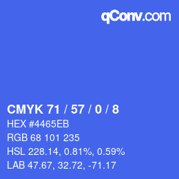 カラーコード: CMYK 71 / 57 / 0 / 8 | qconv.com