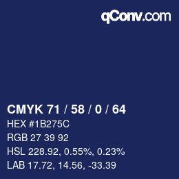 カラーコード: CMYK 71 / 58 / 0 / 64 | qconv.com