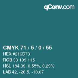颜色代码: CMYK 71 / 5 / 0 / 55 | qconv.com