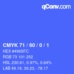 颜色代码: CMYK 71 / 60 / 0 / 1 | qconv.com