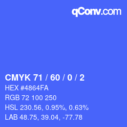 Color code: CMYK 71 / 60 / 0 / 2 | qconv.com