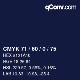 颜色代码: CMYK 71 / 60 / 0 / 75 | qconv.com