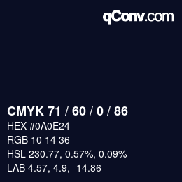 颜色代码: CMYK 71 / 60 / 0 / 86 | qconv.com