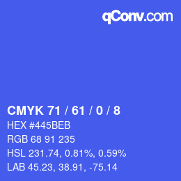 颜色代码: CMYK 71 / 61 / 0 / 8 | qconv.com