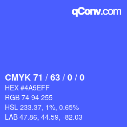 颜色代码: CMYK 71 / 63 / 0 / 0 | qconv.com