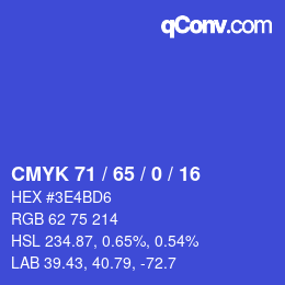 Color code: CMYK 71 / 65 / 0 / 16 | qconv.com