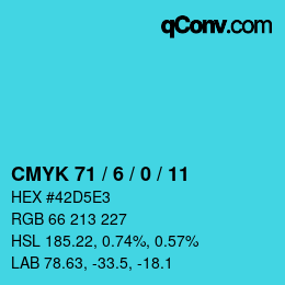 Color code: CMYK 71 / 6 / 0 / 11 | qconv.com