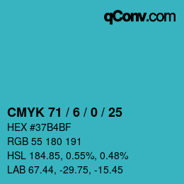 颜色代码: CMYK 71 / 6 / 0 / 25 | qconv.com
