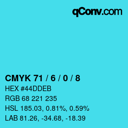 カラーコード: CMYK 71 / 6 / 0 / 8 | qconv.com