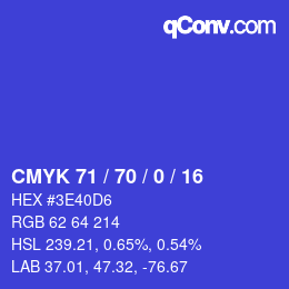 Color code: CMYK 71 / 70 / 0 / 16 | qconv.com