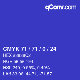 颜色代码: CMYK 71 / 71 / 0 / 24 | qconv.com