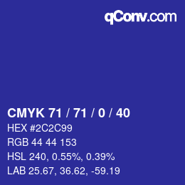 Color code: CMYK 71 / 71 / 0 / 40 | qconv.com