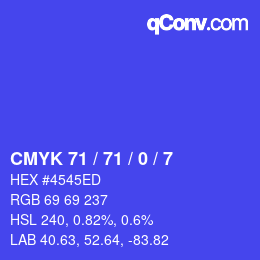 カラーコード: CMYK 71 / 71 / 0 / 7 | qconv.com