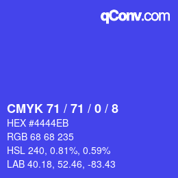 Color code: CMYK 71 / 71 / 0 / 8 | qconv.com