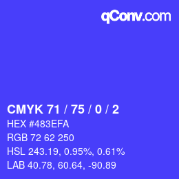 Color code: CMYK 71 / 75 / 0 / 2 | qconv.com