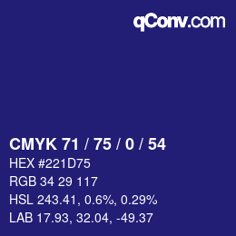 Color code: CMYK 71 / 75 / 0 / 54 | qconv.com