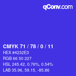 Código de color: CMYK 71 / 78 / 0 / 11 | qconv.com