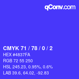 Color code: CMYK 71 / 78 / 0 / 2 | qconv.com