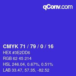 颜色代码: CMYK 71 / 79 / 0 / 16 | qconv.com