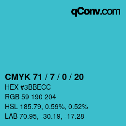 カラーコード: CMYK 71 / 7 / 0 / 20 | qconv.com