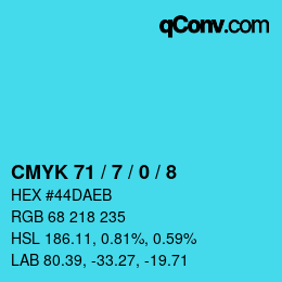 カラーコード: CMYK 71 / 7 / 0 / 8 | qconv.com