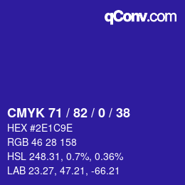 颜色代码: CMYK 71 / 82 / 0 / 38 | qconv.com