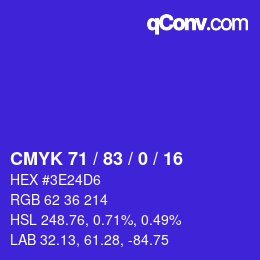 Color code: CMYK 71 / 83 / 0 / 16 | qconv.com