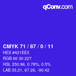颜色代码: CMYK 71 / 87 / 0 / 11 | qconv.com