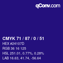 Código de color: CMYK 71 / 87 / 0 / 51 | qconv.com