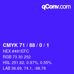 Color code: CMYK 71 / 88 / 0 / 1 | qconv.com
