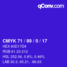 Color code: CMYK 71 / 89 / 0 / 17 | qconv.com