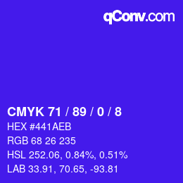 Color code: CMYK 71 / 89 / 0 / 8 | qconv.com