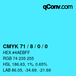 Color code: CMYK 71 / 8 / 0 / 0 | qconv.com