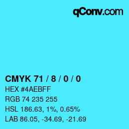 カラーコード: CMYK 71 / 8 / 0 / 0 | qconv.com