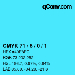 Color code: CMYK 71 / 8 / 0 / 1 | qconv.com