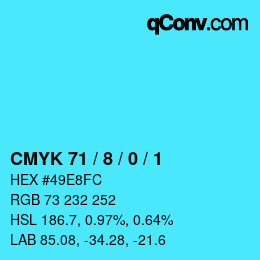 カラーコード: CMYK 71 / 8 / 0 / 1 | qconv.com